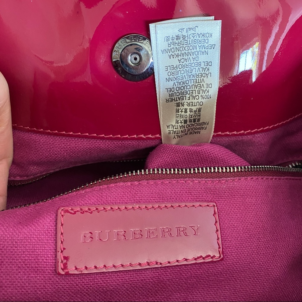 Burberry Raspberry Embossed Check Patent Leather … - image 8